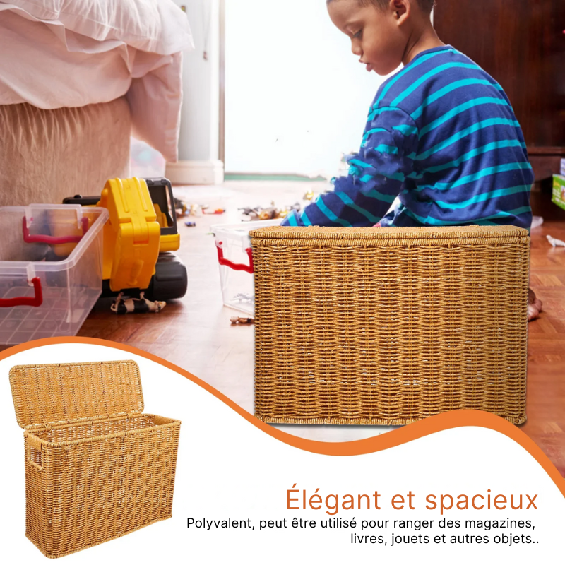 Panier à linge rangement tressé avec poignées