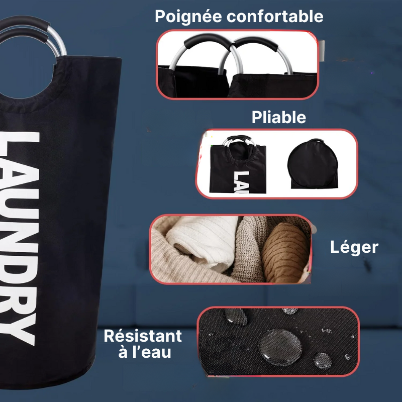 Grand panier à linge pliable en tissu imperméable