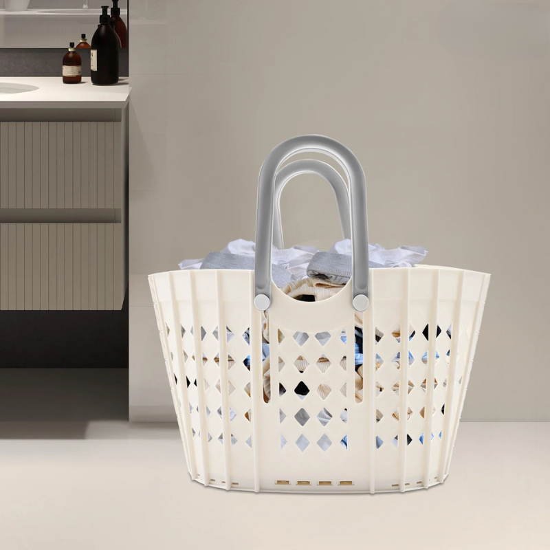 Panier à linge plastique pliable avec poignées réglables