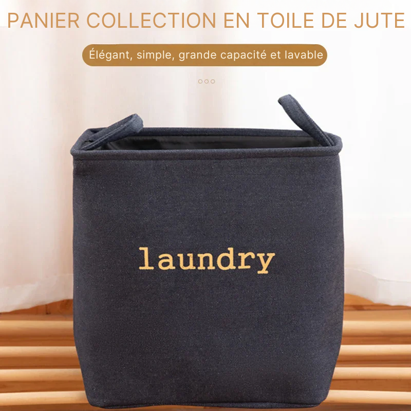Panier à linge pliable en toile de jute
