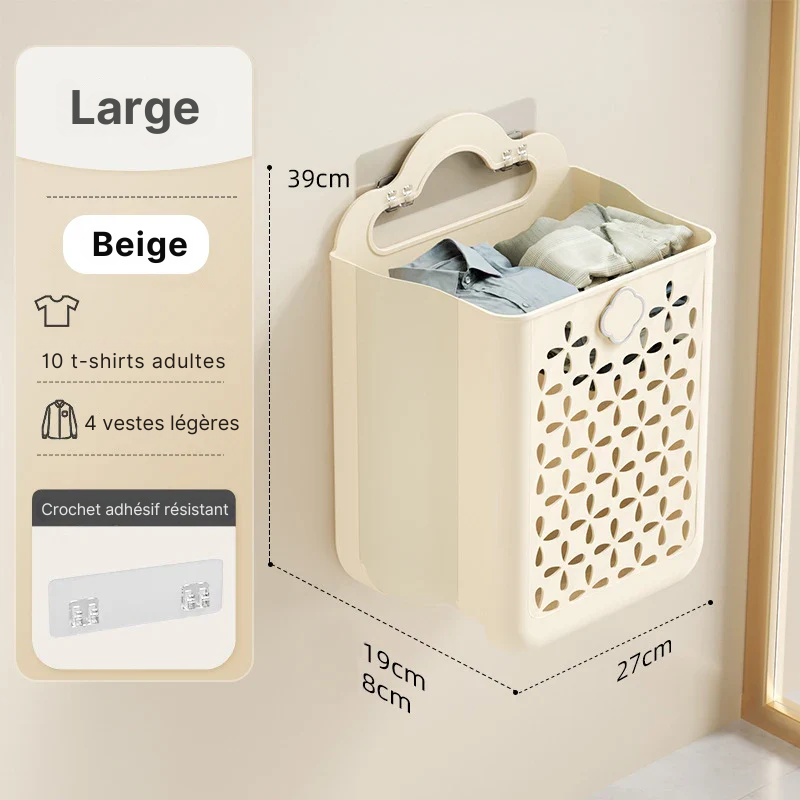 Panier à linge mural pliable en plastique