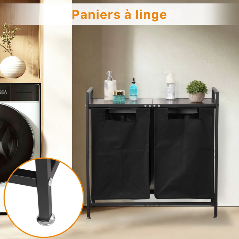 Panier à linge en tissu double et pliable