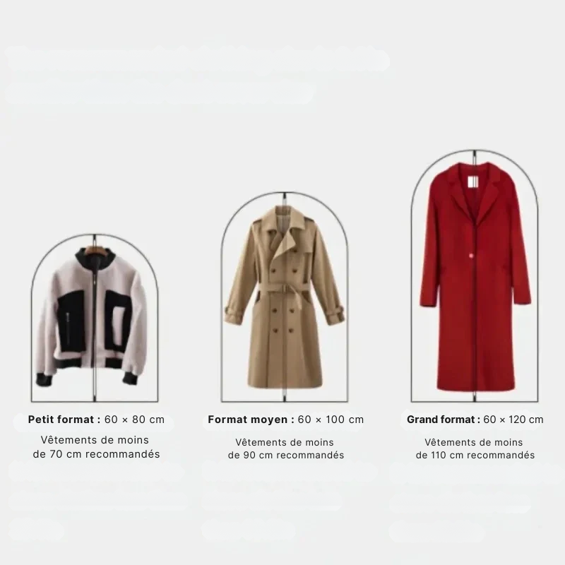 Housse de protection pour vêtements avec fermeture zippée