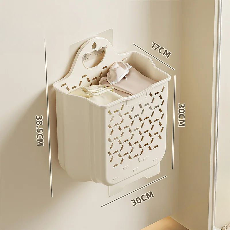Panier à linge en plastique mural pliable