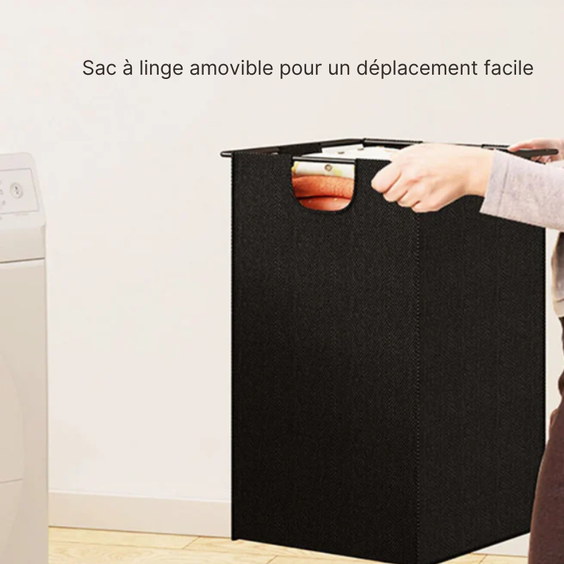 Panier à linge en tissu 2 compartiments avec roulettes