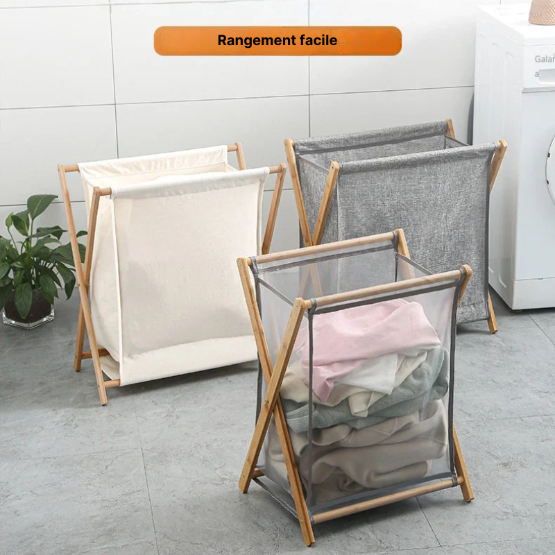 Panier à linge pliable en bambou