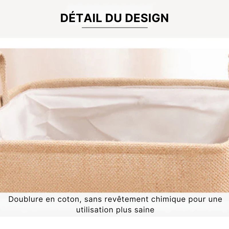 Panier à linge pliable en toile de jute