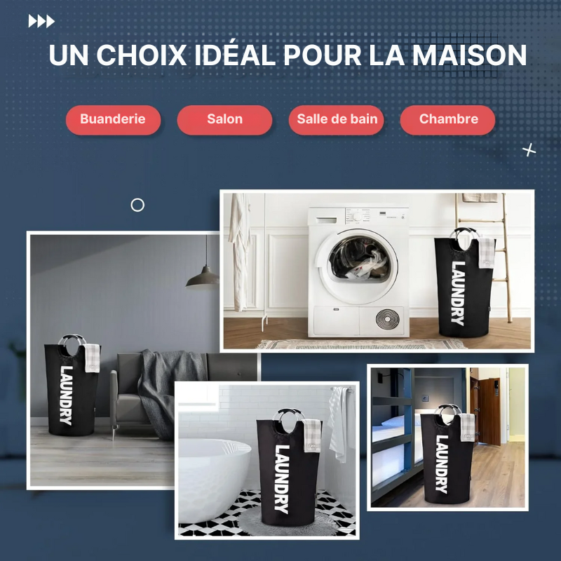 Grand panier à linge pliable en tissu imperméable