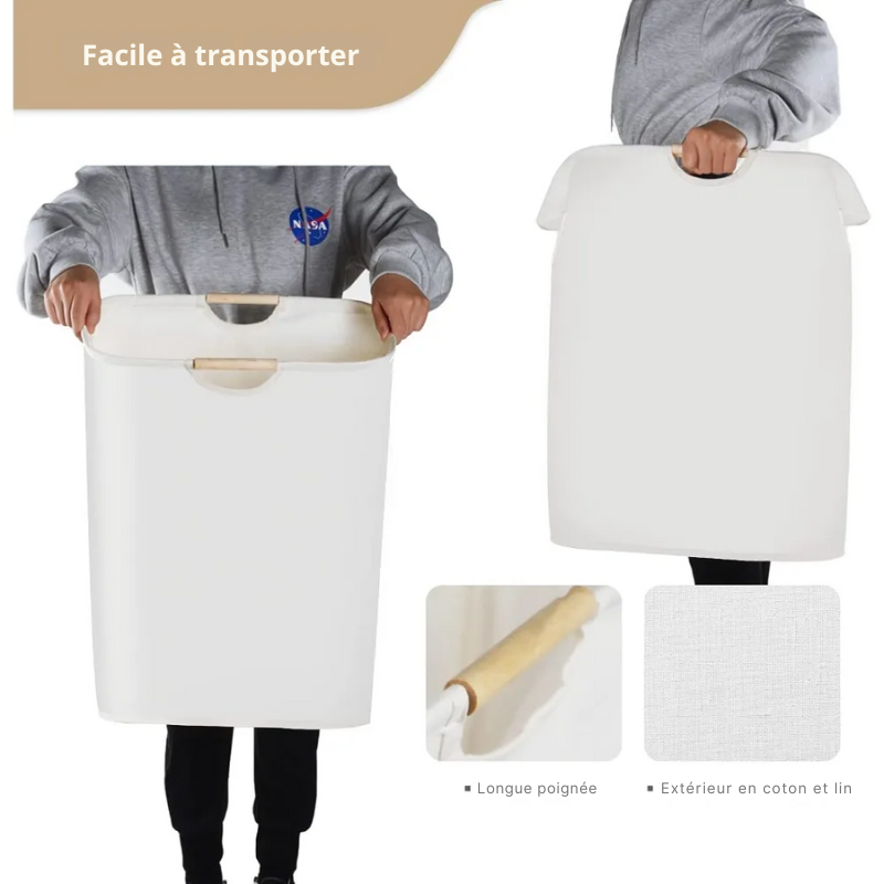 Panier à linge en coton pliable et imperméable