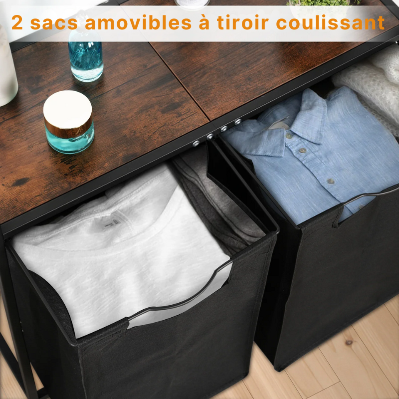 Panier à linge en tissu double et pliable