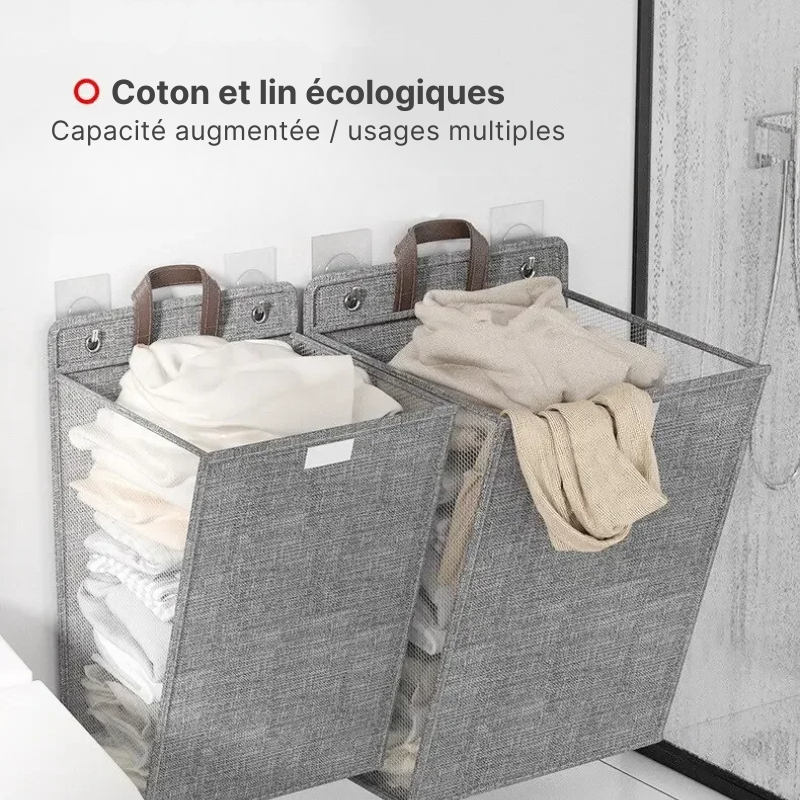 Panier à linge adhésive mural pliable