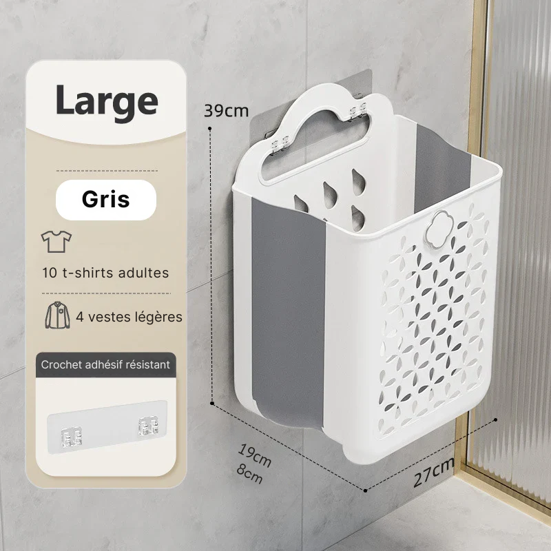 Panier à linge mural pliable en plastique