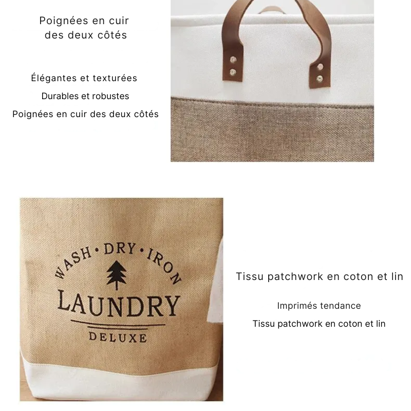 Panier à linge en tissu pliable grand format
