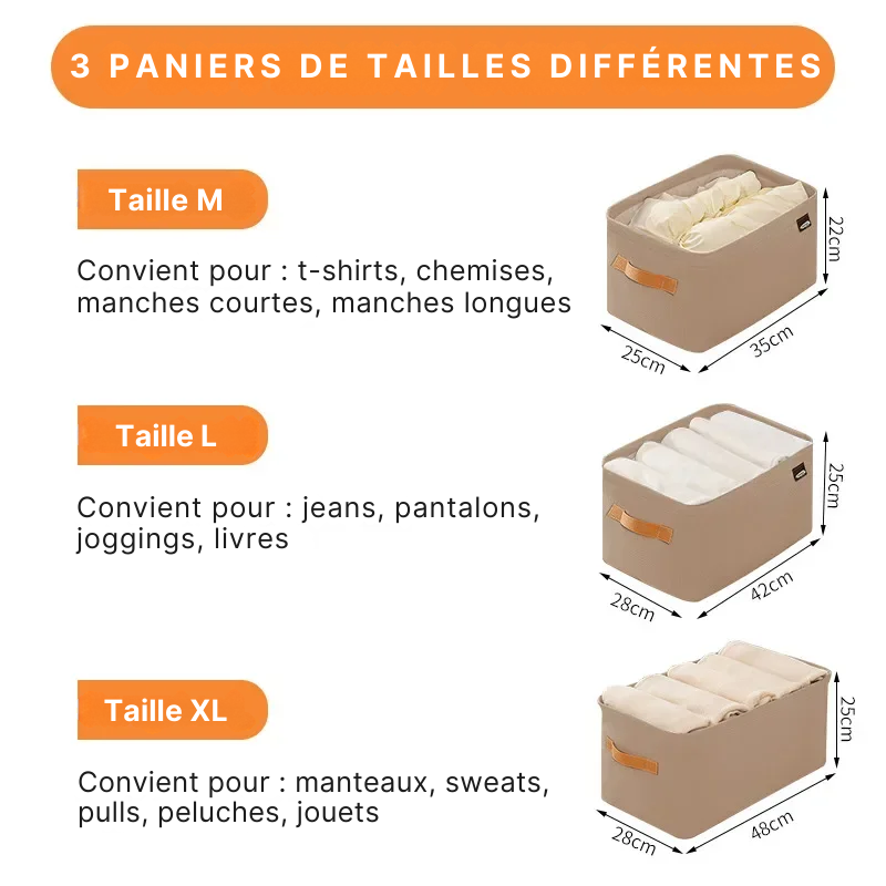 Panier de rangement pliable avec couvercle