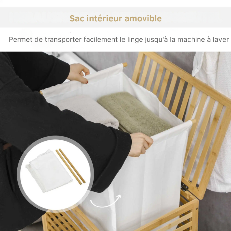 Panier à linge en bambou avec couvercle