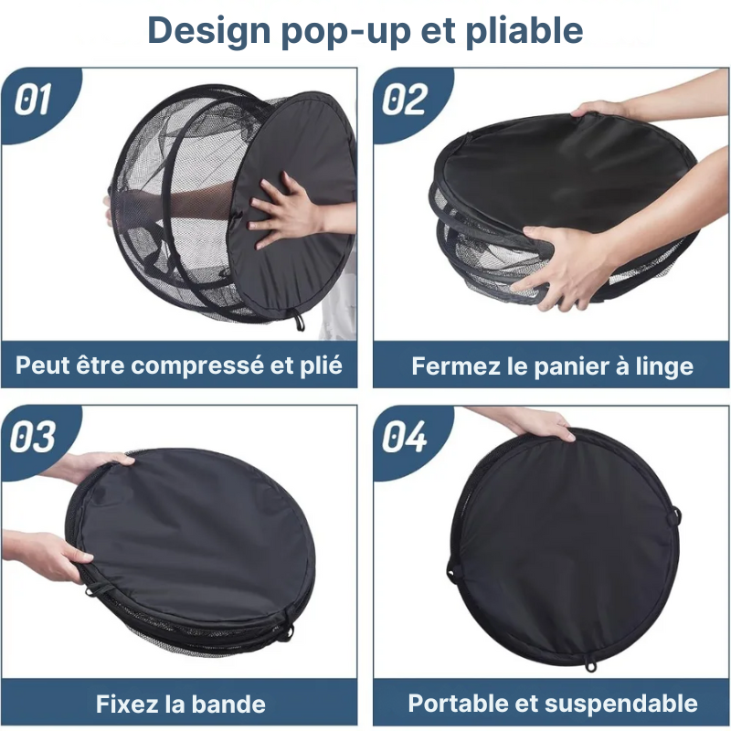 Panier à linge pliable en maille aérée