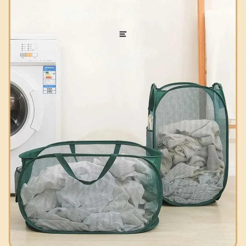 Panier à linge rectangulaire pliable en tissu maille polyester