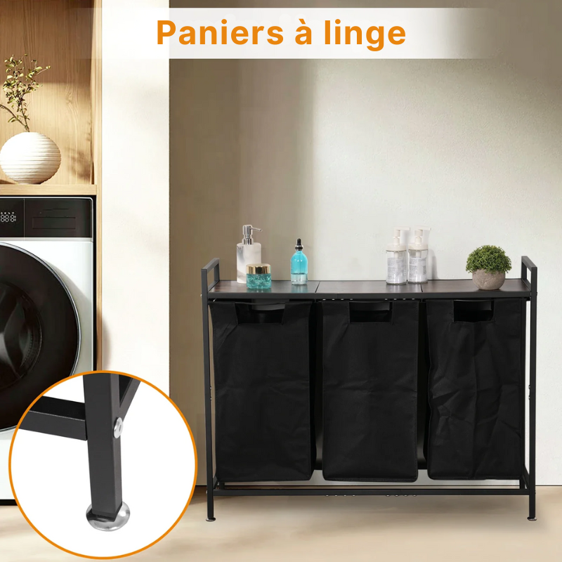 Panier à linge en nylon 3 compartiments