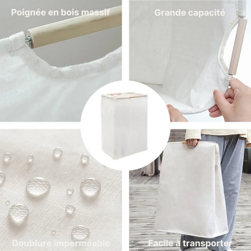 Panier à linge en coton pliable et imperméable