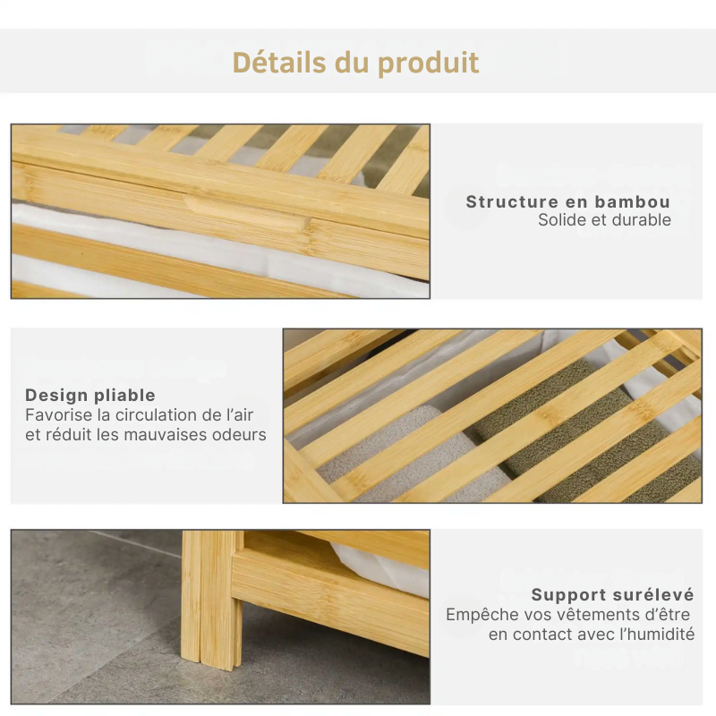 Panier à linge en bambou avec couvercle