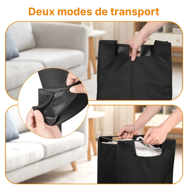 Panier à linge en tissu double et pliable