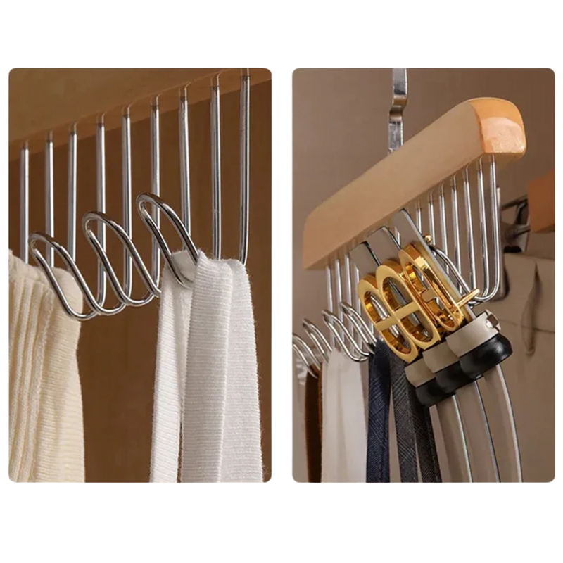 Organiseur cintre multifonction suspendu en bois