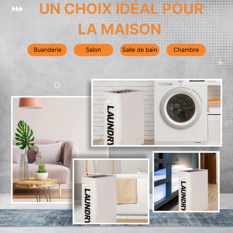 Panier à linge en tissu pliable avec roulettes