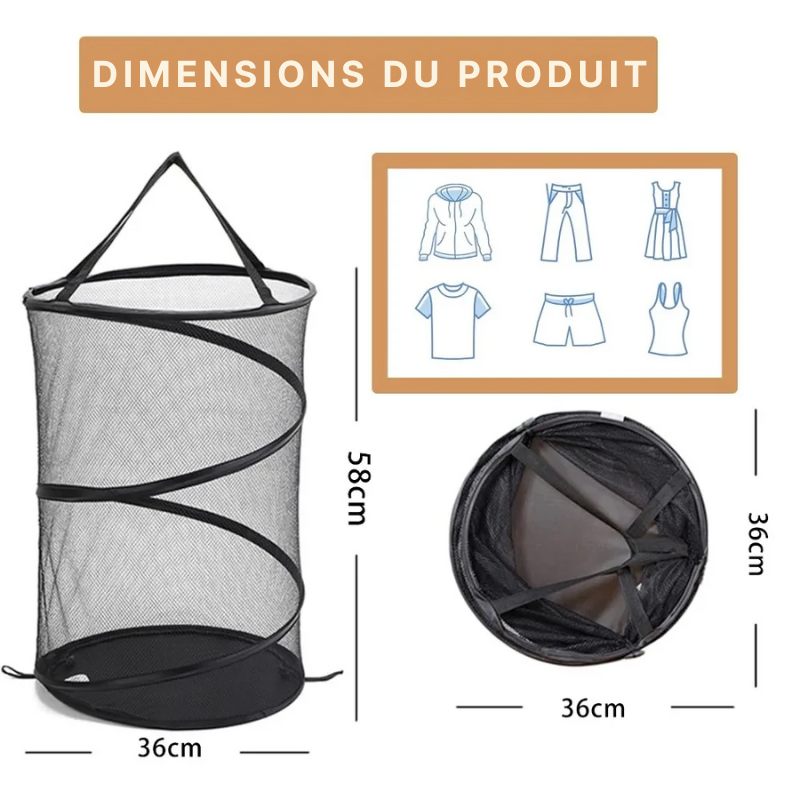 Panier à linge pliable en maille aérée