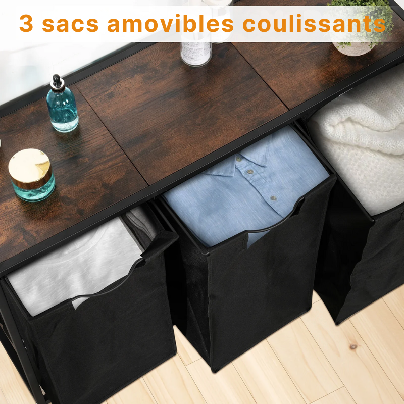 Panier à linge en nylon 3 compartiments