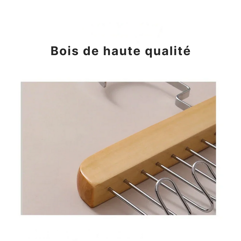 Organiseur cintre multifonction suspendu en bois