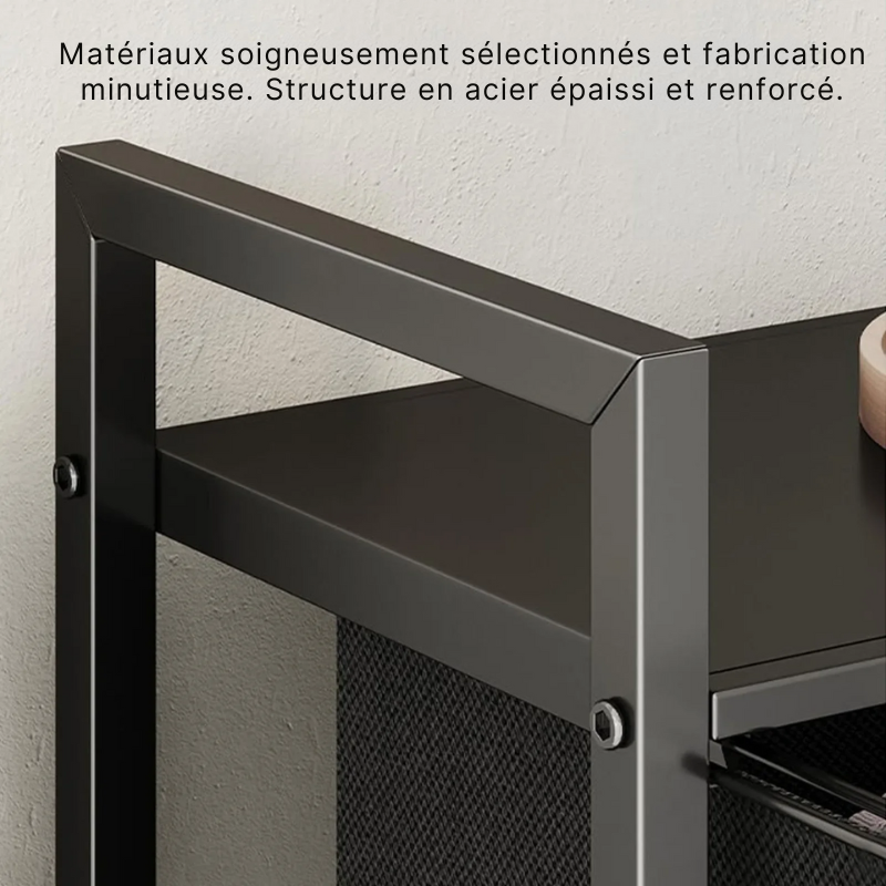 Panier à linge en tissu 2 compartiments avec roulettes