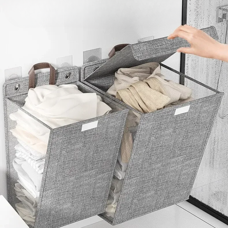 Panier à linge adhésive mural pliable