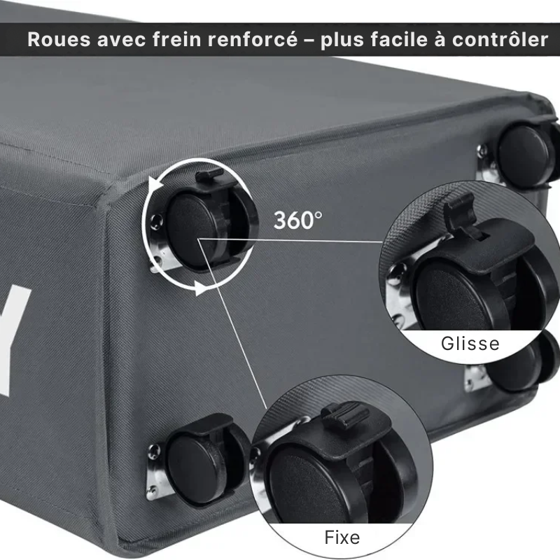 Panier à linge en tissu pliable avec roulettes