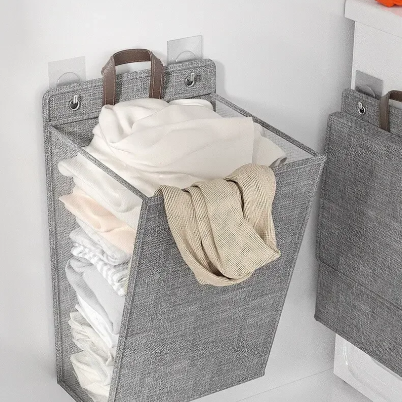 Panier à linge adhésive mural pliable