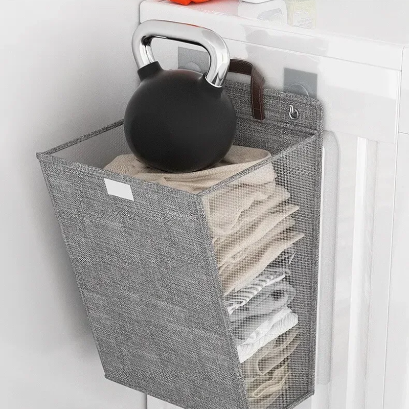 Panier à linge adhésive mural pliable