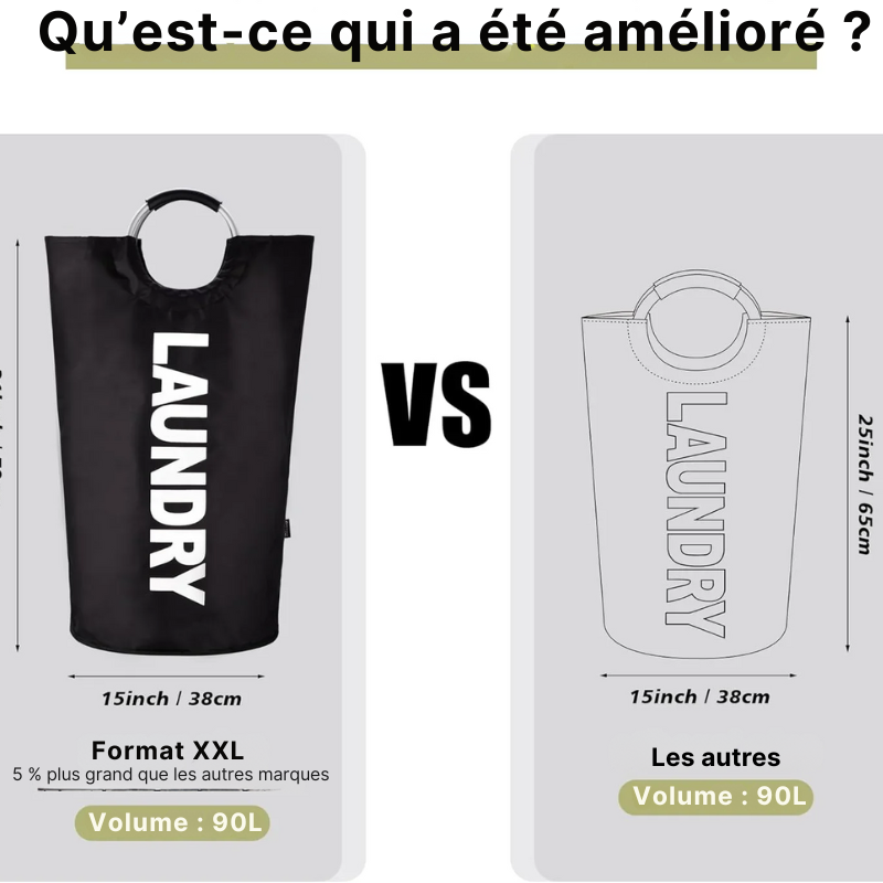 Grand panier à linge pliable en tissu imperméable