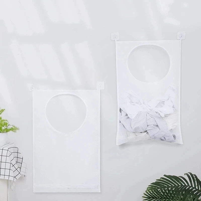 Panier à linge en maille mural pliable