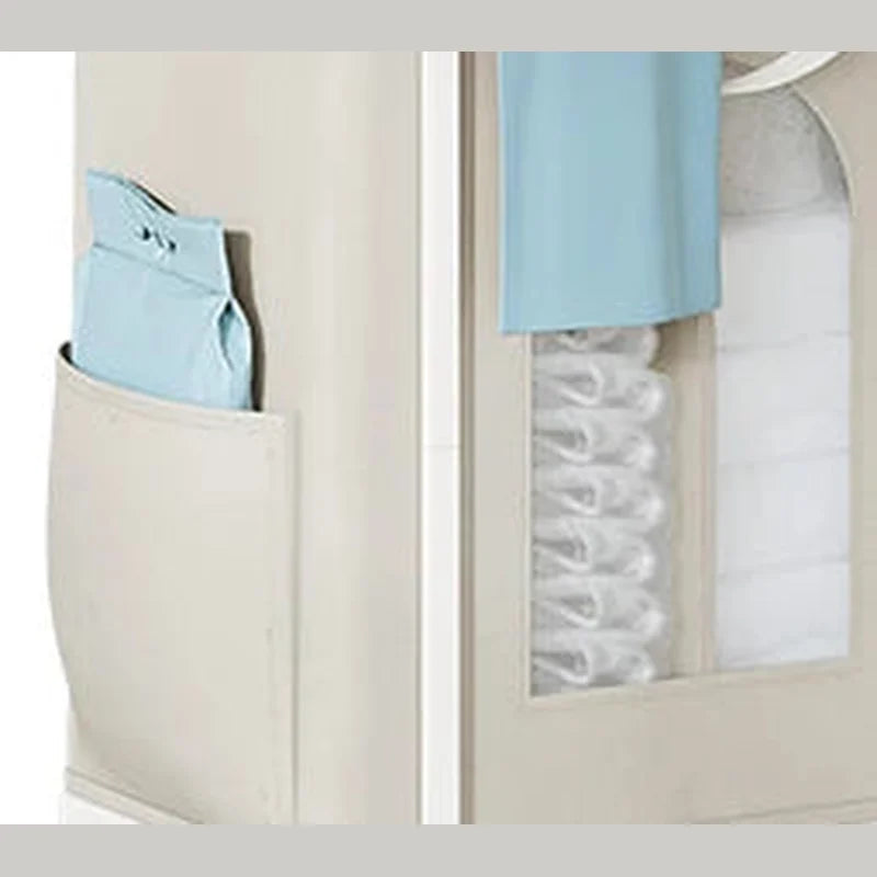 Panier à linge en bois et tissu avec roulettes 2 compartiments