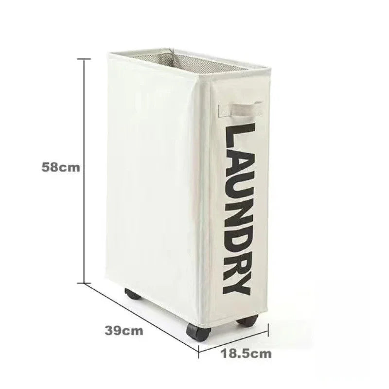 Panier à linge en tissu pliable avec roulettes