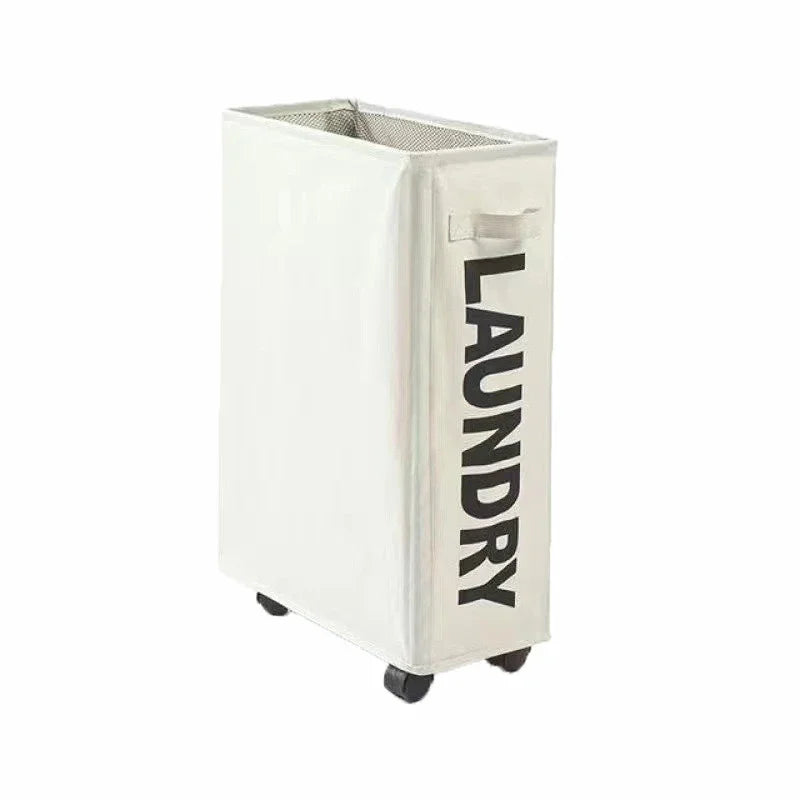 Panier à linge en tissu pliable avec roulettes