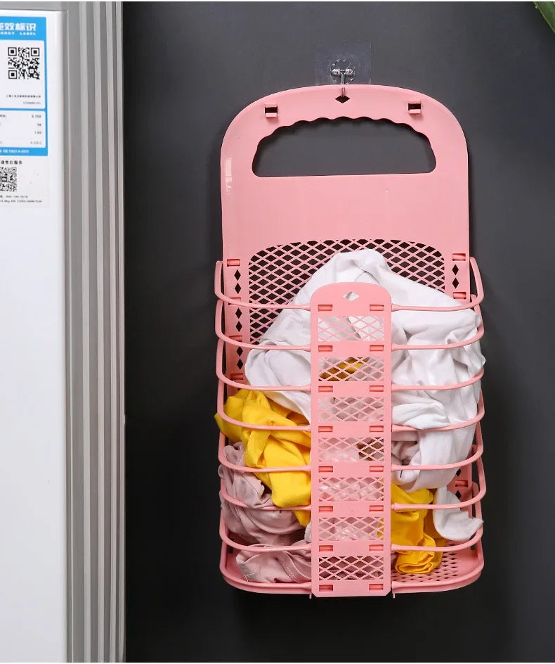 Panier à linge mural pliable en plastique - compact