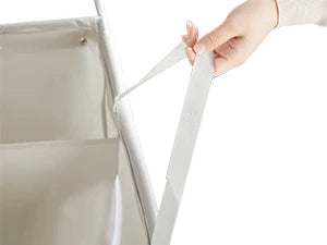 Panier à linge en bois et tissu avec roulettes 2 compartiments