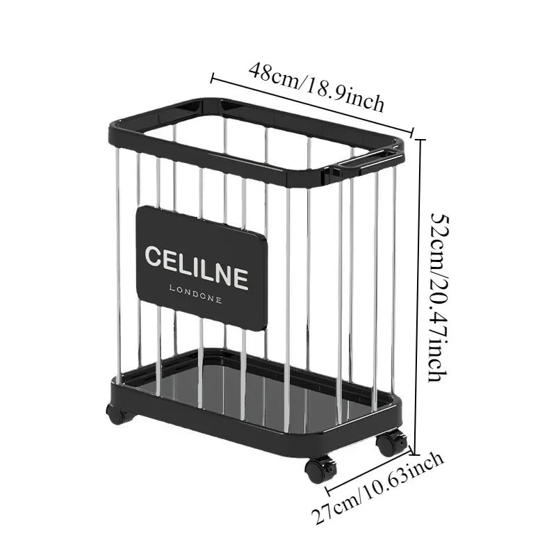 Panier de rangement en plastique multifonction à roulettes