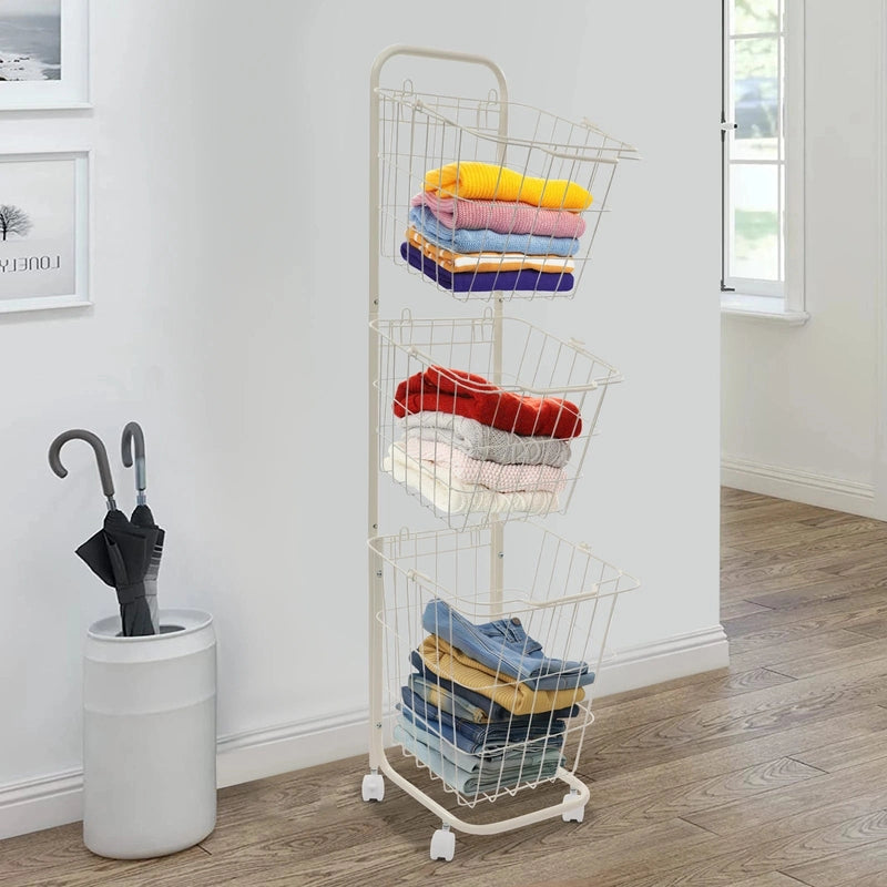 Panier à linge 3 niveaux avec roulettes