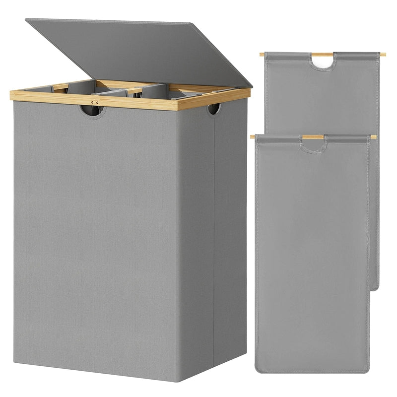 Panier à linge XXL avec poignées en bambou