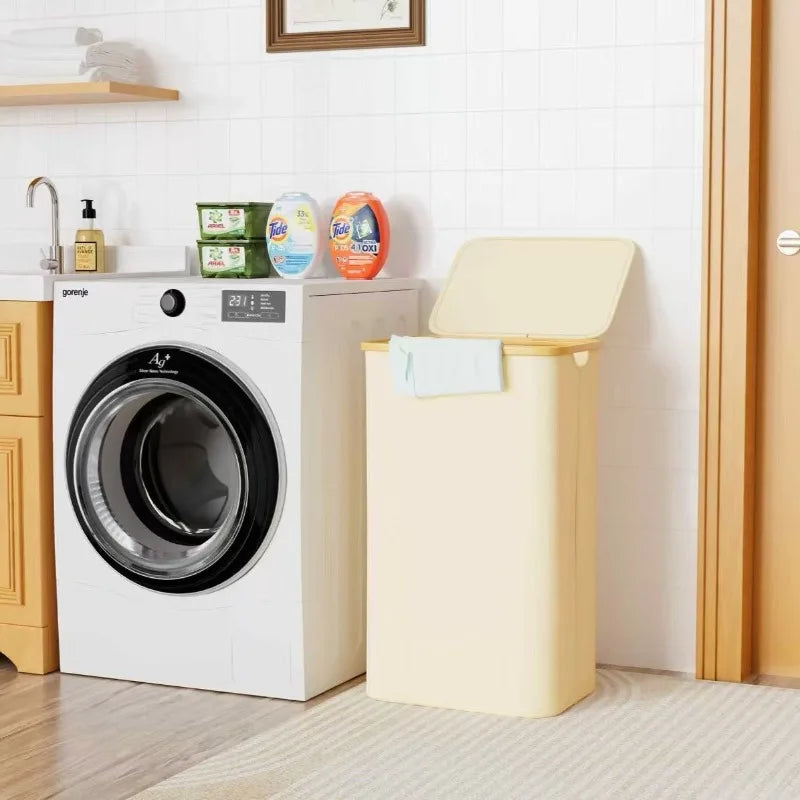 Panier à linge en tissu pliable avec couvercle et sac intérieur amovible