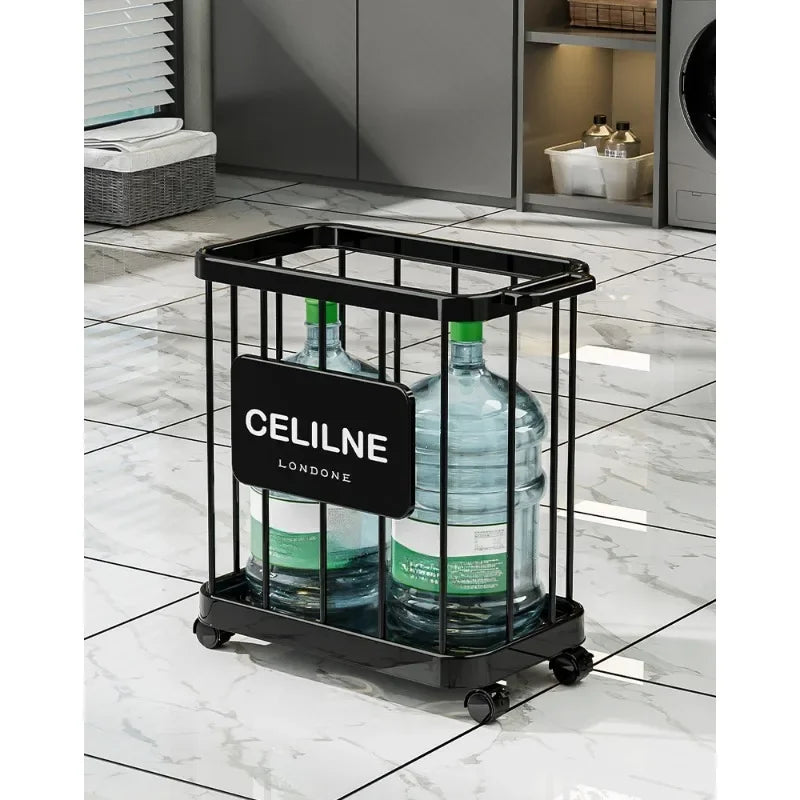 Panier de rangement en plastique multifonction à roulettes