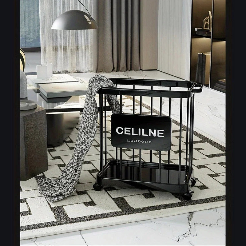 Panier de rangement en plastique multifonction à roulettes