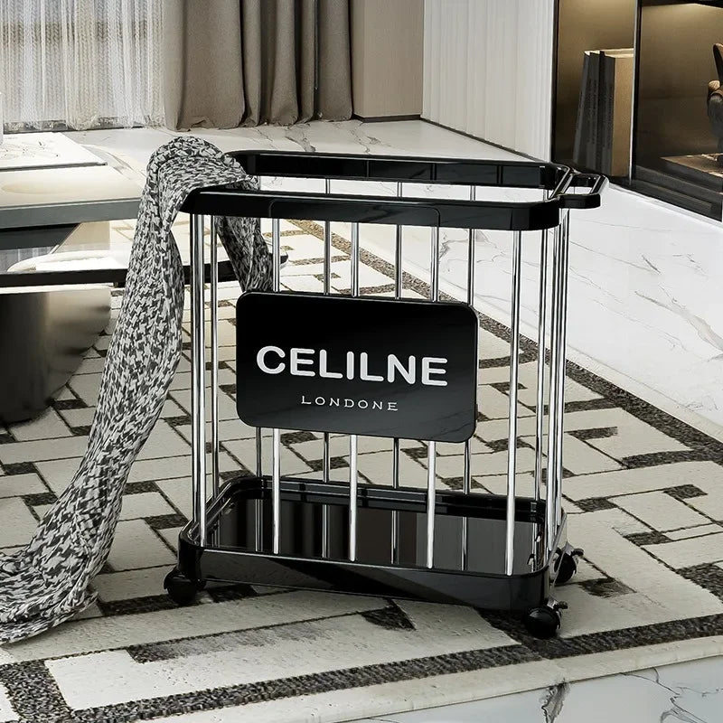 Panier de rangement en plastique multifonction à roulettes