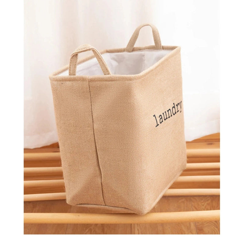 Panier à linge pliable en toile de jute